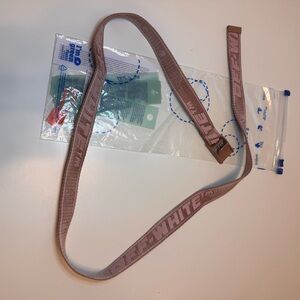 Off-White logo industrial belt, pink nude
